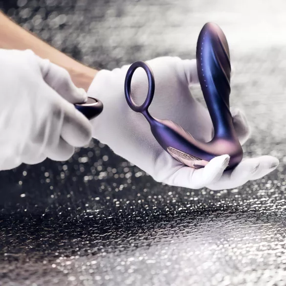 Hueman - δονητής πρωκτού με τηλεχειρισμό και δαχτυλίδι πέους - μωβ