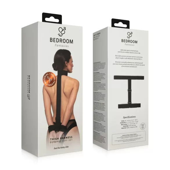 Bedroom Fantasies - σετ λαιμοδέτης και χειροπέδες - μαύρο - BDSM αξεσουάρ