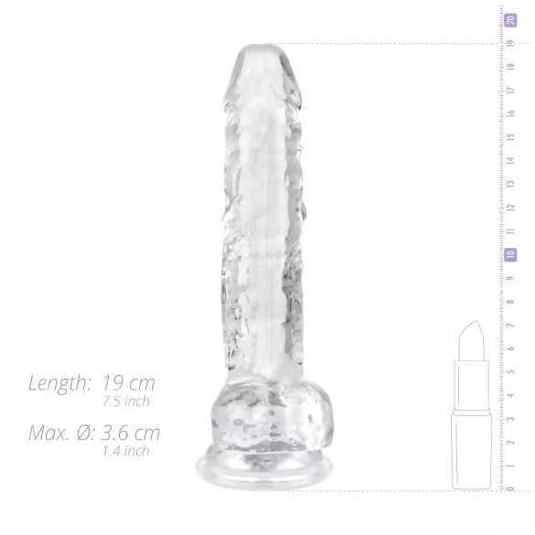 EasyToys - δονητής με όρχεις - 17cm - διάφανος