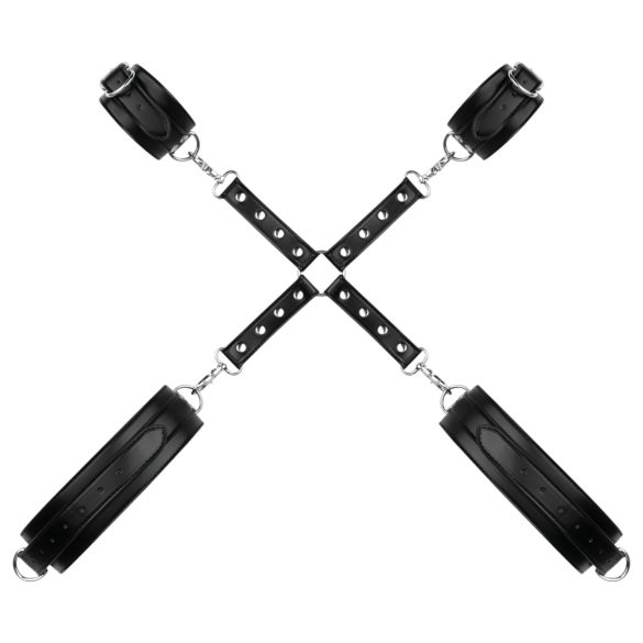 Bedroom Fantasies - χειροπέδες και μανσέτες μηρού - δερμάτινες μαύρες