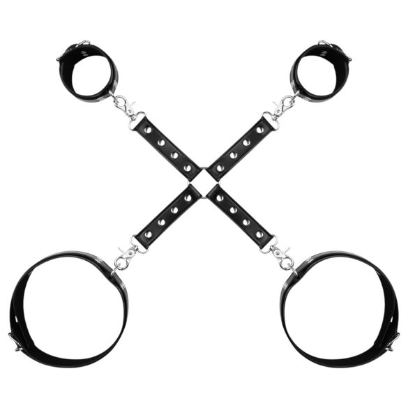 Bedroom Fantasies - χειροπέδες και μανσέτες μηρού - δερμάτινες μαύρες