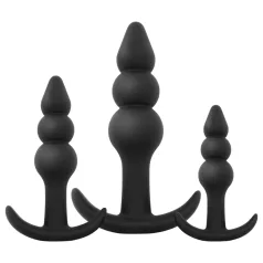   EasyToys - σετ πρωκτικά βύσματα με μπίλιες - 3 τεμαχίων - μαύρο