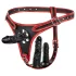 Easytoys - ζώνη με τριπλό δονητή strap-on - μαύρο