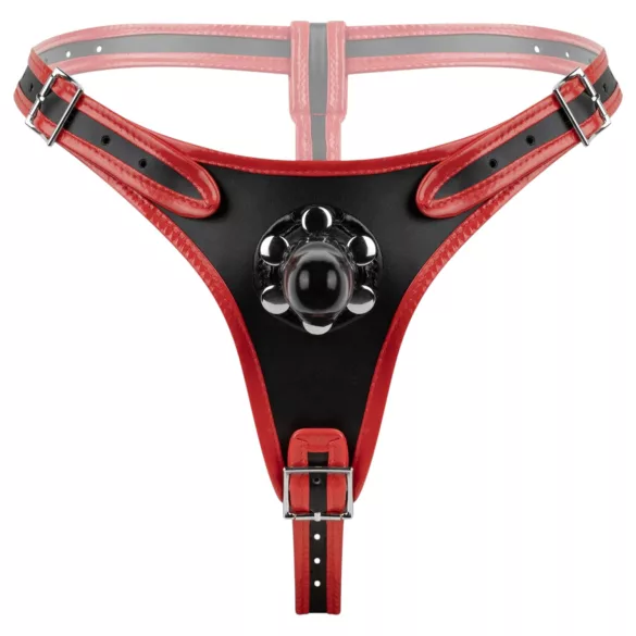 Easytoys - ζώνη με τριπλό δονητή strap-on - μαύρο
