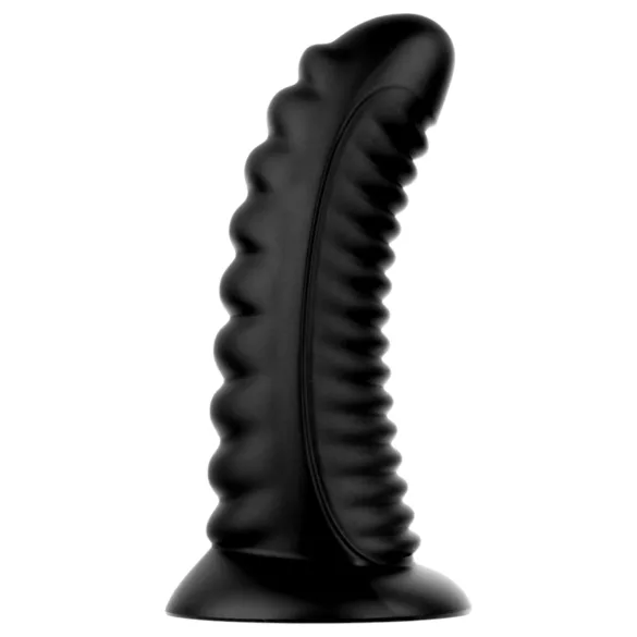 BUTTR Double Ribbed - γιγαντιαίο ραβδωτό πρωκτικό βύσμα (μαύρο) - 26 εκ.