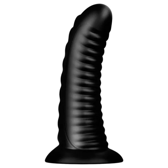 BUTTR Double Ribbed - γιγαντιαίο ραβδωτό πρωκτικό βύσμα (μαύρο) - 26 εκ.