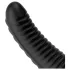 BUTTR Double Ribbed - γιγαντιαίο ραβδωτό πρωκτικό βύσμα (μαύρο) - 26 εκ.