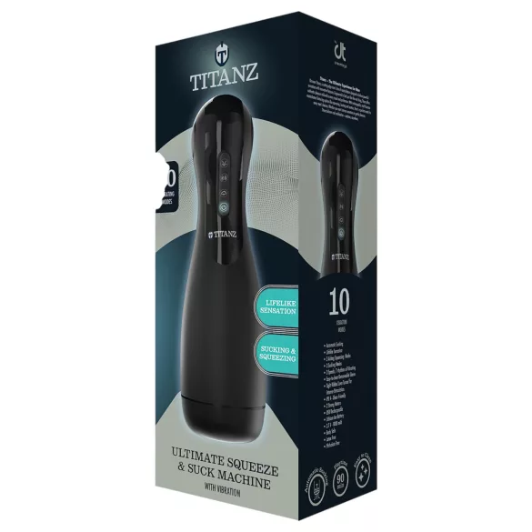 Titanz Ultimate Squeeze & Suck - αυτόματο ανδρικό αυνανιστήρι (μαύρο)
