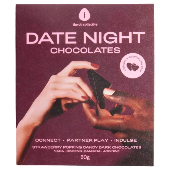 The Oh Collective Date Night - μαύρη σοκολάτα με μήλο και φράουλα για ζευγάρια (50g)