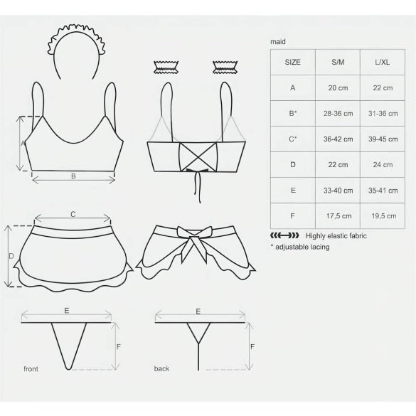 Obsessive - στολή καμαριέρας σετ 5 τεμαχίων - γυναικεία sexy