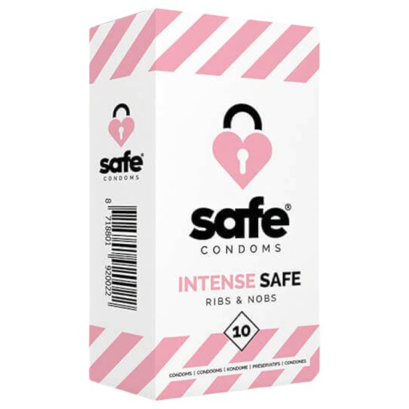 SAFE Intense Safe - προφυλακτικά με ραβδώσεις και κουκκίδες (10 τεμ)