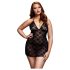 BACI - babydoll δαντέλα plus size με λαιμόκοψη - μαύρο (XL-XXL)