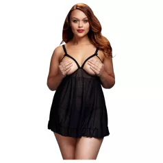   BACI - babydoll plus size ανοιχτό με πουά - μαύρο (XL-XXL)