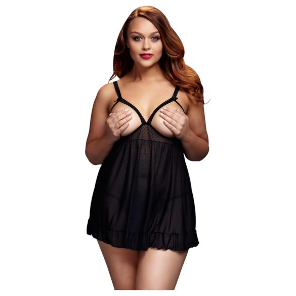 BACI Plus Size - Ανοιχτό, Πουά Babydoll - Μαύρο (XL-XXL)