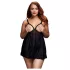 BACI - babydoll plus size ανοιχτό με πουά - μαύρο (XL-XXL)