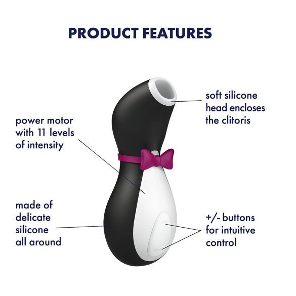 Satisfyer Penguin - δονητής κλειτορίδας επαναφορτιζόμενος αδιάβροχος μαύρο-λευκό