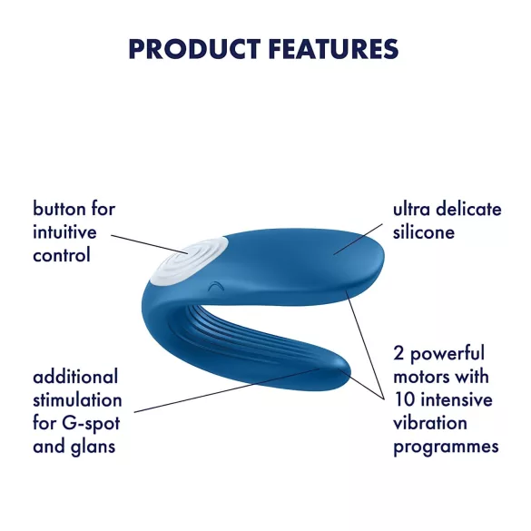 Satisfyer Double Whale - δονητής ζευγαριού 2 μοτέρ - μπλε