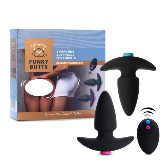 FEELZTOYS Funkybutts - σετ ασύρματων δονητών πρωκτού με μπαταρία (μαύρο)