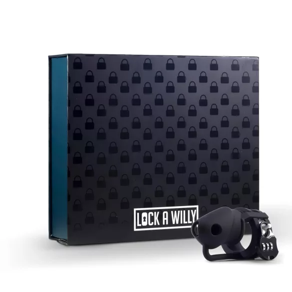 LOCK A WILLY - κλουβί πέους σιλικόνης με λουκέτο - μαύρο