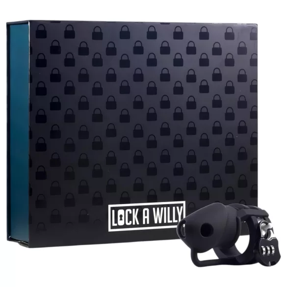 LOCK A WILLY - κλουβί πέους σιλικόνης με λουκέτο - μαύρο
