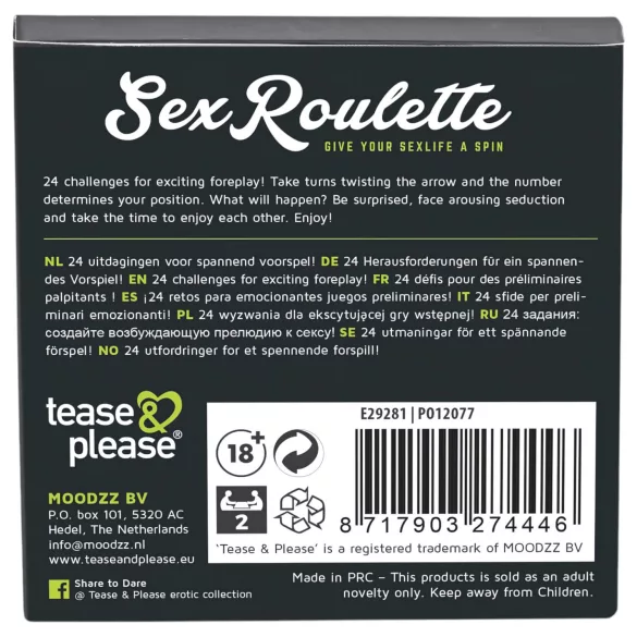 tease & please - Sex Roulette Foreplay - Επιτραπέζιο Παιχνίδι Ρουλέτας για Ζευγάρια