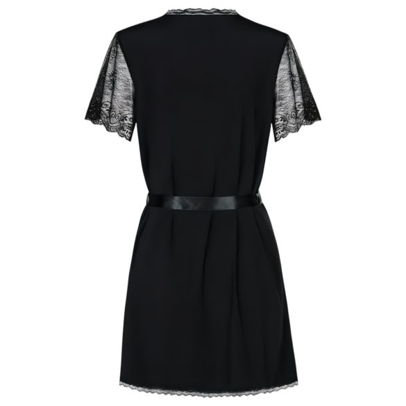 Αισθησιακό Ρόμπα Μiamor - με δαντελένια μανίκια και στρινγκ (μαύρο)