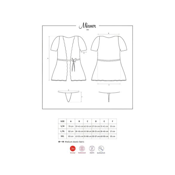 Αισθησιακό Ρόμπα Μiamor - με δαντελένια μανίκια και στρινγκ (μαύρο) - L/XL