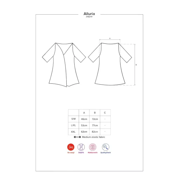 Obsessive - γυναικείο δαντελένιο κιμονό με στρινγκ - μαύρο - L/XL