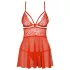 Obsessive - babydoll δαντέλα sexy με string - κόκκινο - L/XL