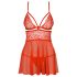 Obsessive 838-BAB-3 - πικάντικο δαντελωτό Babydoll και στρινγκ (κόκκινο) - XXL