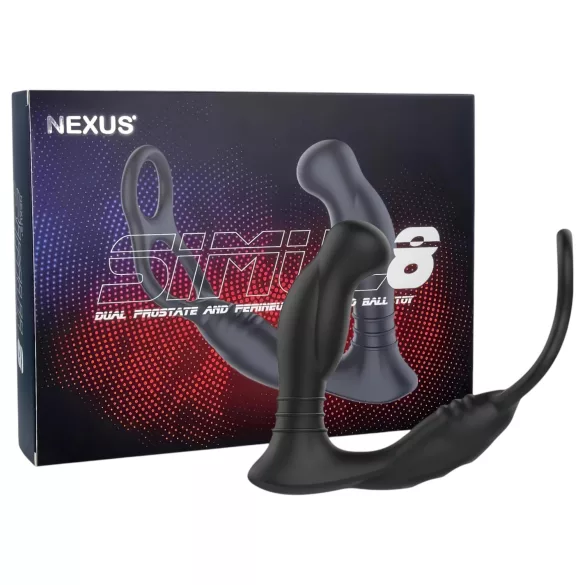 Nexus Simul8 - δαχτυλίδι πέους με δόνηση και πρωκτικό dildo - μαύρο