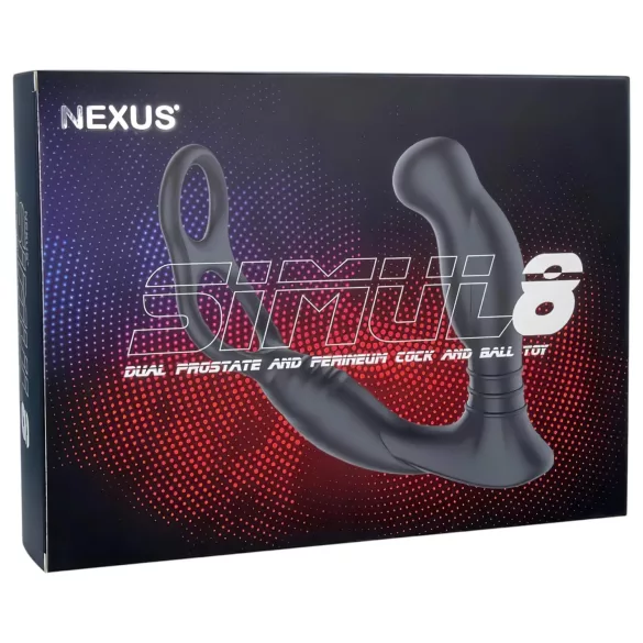 Nexus Simul8 - δαχτυλίδι πέους με δόνηση και πρωκτικό dildo - μαύρο