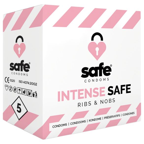 ΑΣΦΑΛΕΙΑ Intense Safe - Ραβδωτό-Πουά Προφυλακτικό (5 τεμ.)