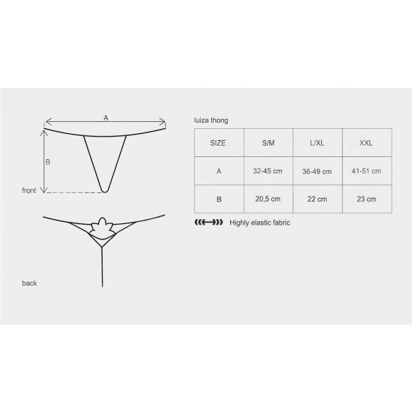 Obsessive Luiza - γυναικείο string με τουλίπες - λευκό - L/XL