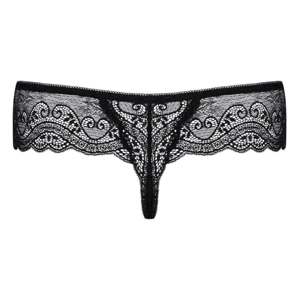 Obsessive - γυναικείο string με δαντέλα και στρας - μαύρο - L/XL