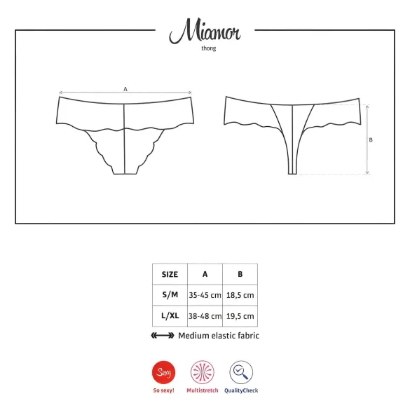Obsessive - γυναικείο string με δαντέλα και στρας - μαύρο - L/XL