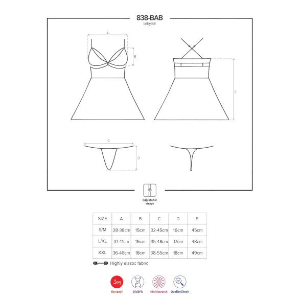 Obsessive - babydoll σετ - διάφανο δαντελένιο - μαύρο