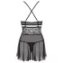 Obsessive - babydoll σετ - διάφανο δαντελένιο - μαύρο - 2XL/3XL
