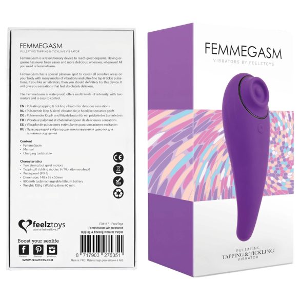 FEELZTOYS Femmegasm - Επαναφορτιζόμενο 2 σε 1 δονητής κλειτορίδας (μωβ)
