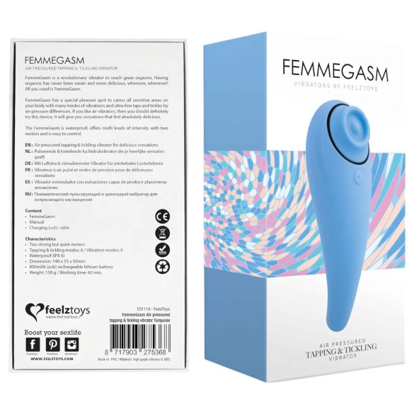 FEELZTOYS Femmegasm - επαναφορτιζόμενος 2σε1 δονητής κλειτορίδας (μπλε)