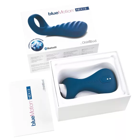 OHMIBOD Bluemotion Nex 3 - έξυπνο δαχτυλίδι δόνησης πέους (μπλε)