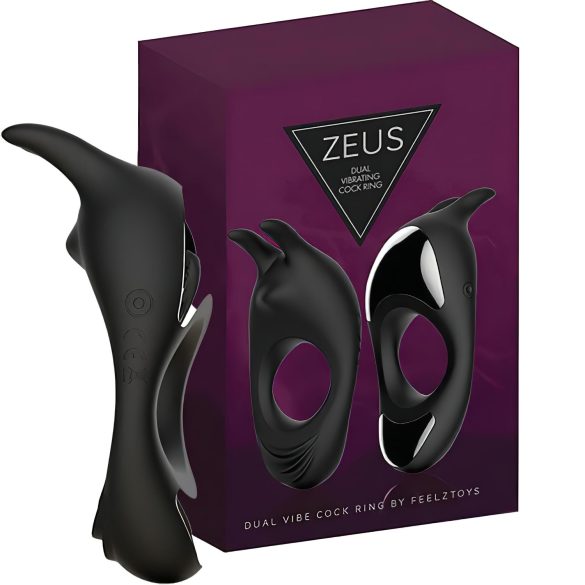 FEELZTOYS Zeus - επαναφορτιζόμενο, δαχτυλίδι πέους με δονήσεις (μαύρο)