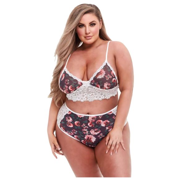 Baci Plus Size - ανθισμένη δαντέλα σετ σουτιέν