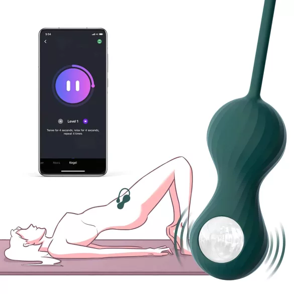 Magic Motion Crystal Duo - Δονητική μπάλα Κέγκελ με έλεγχο μέσω εφαρμογής (πράσινο)