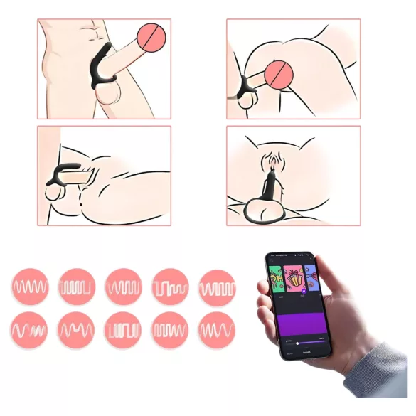 Magic Motion Rise - δαχτυλίδι πέους με δόνηση smart επαναφορτιζόμενο μαύρο