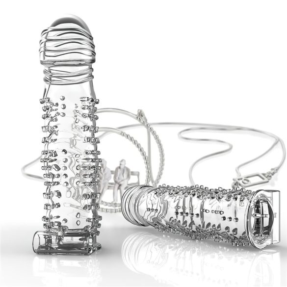 Lonely - δονητικό πέος επίθεμα με αιχμές - διαφανές